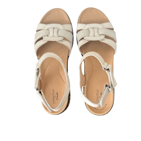 Clark’s Collection women’s Leather Laurieann white leather Velcro sandal Sz 9 N - Picture 3 of 6